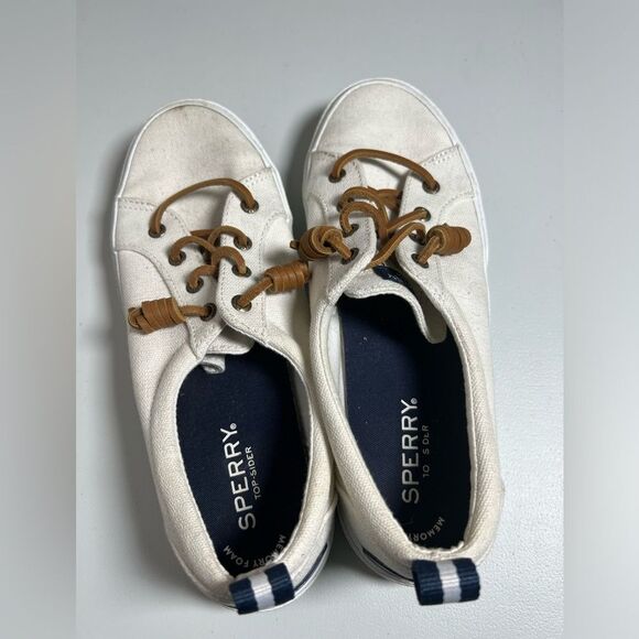 Sperry Topsiders - neutral canvas with leather laces. Women’s size US 7 - Picture 4 of 7